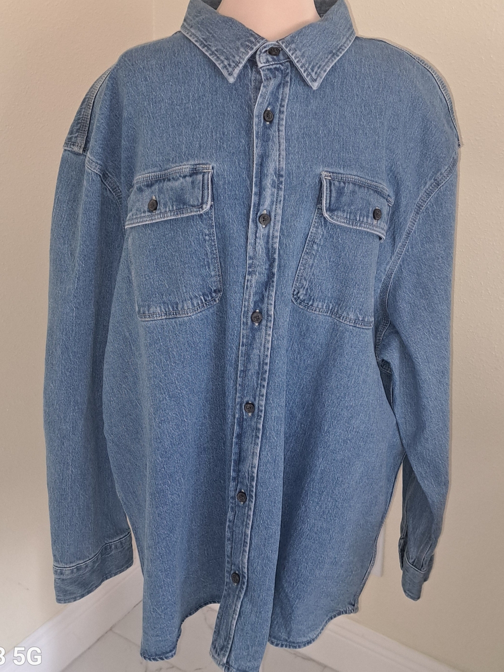Men's Blue Denim Button-Down Shirt